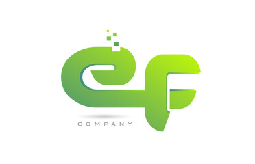 joined EF alphabet letter logo icon combination design with dots and green color. Creative template for company and business