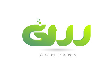 joined GW alphabet letter logo icon combination design with dots and green color. Creative template for company and business