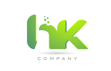 joined HK alphabet letter logo icon combination design with dots and green color. Creative template for company and business