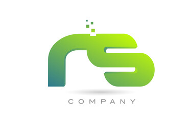 joined RS alphabet letter logo icon combination design with dots and green color. Creative template for company and business