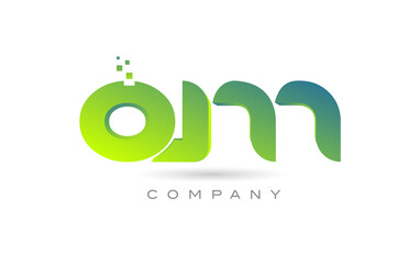 joined QM alphabet letter logo icon combination design with dots and green color. Creative template for company and business