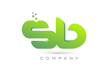 joined SB alphabet letter logo icon combination design with dots and green color. Creative template for company and business