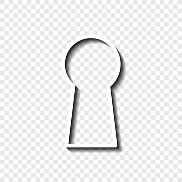 Keyhole simple icon vector. Flat design. White with shadow on transparent grid.ai