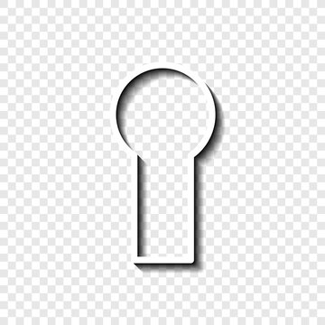 Keyhole simple icon, vector. Flat design. White with shadow on transparent grid.ai