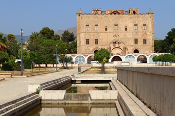 Obraz premium Palermo, Sicily (Italy): Palace of the Zisa, Arab-Norman Architecture Castle. UNESCO World Heritage Site