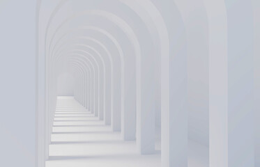 Abstract arched corridor extending into perspective.3d rendering