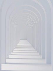 Abstract arched corridor extending into perspective.3d rendering