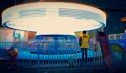 Long exposure amusement park carousel