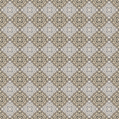 Seamless Wallpaper Background Pattern in Faded Blue, Navy, Tan, and Grey