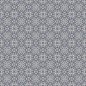 Seamless Damask Wallpaper Pattern in Faded Blue and Off White © songpixels