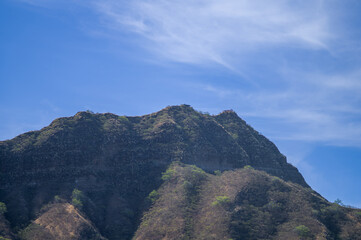 Panoramic View of Diamond Head Crater in Hawaii with Room for Text 