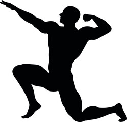 silhouette of a man  body buldier  vector and icon