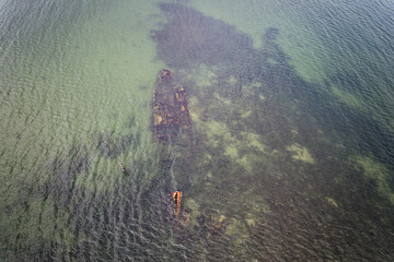 sunken ship at sea