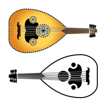 Vector drawing of a musical instrument known as an Oud or 'Ud