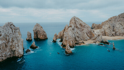 Los Arcos on a cloudy day in Cabo, San Lucas.