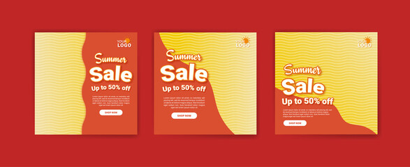 Summer sale social media post template. Vector for banners, posters and social media ads.