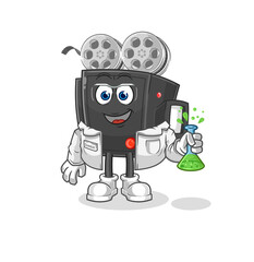 film camera scientist character. cartoon mascot vector