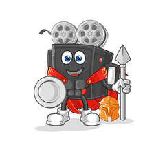 film camera spartan character. cartoon mascot vector