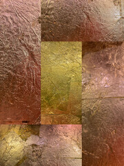 Gold background collage old  colorful pink lilac yellow vintage bronze silver paper metallic antiq template texture 