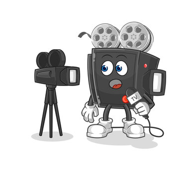 film camera tv reporter cartoon. cartoon mascot vector