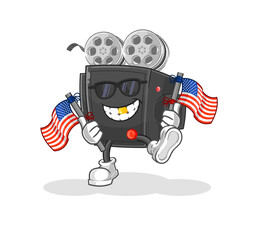 film camera american youth cartoon mascot vector
