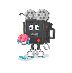film camera no brain vector. cartoon character
