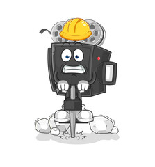 film camera drill the ground cartoon character vector