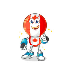 canada flag head robot character. cartoon mascot vector