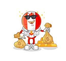 canada flag head rich character. cartoon mascot vector