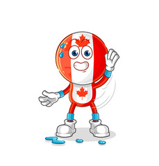canada flag head stretching character. cartoon mascot vector
