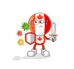 canada flag head against viruses cartoon. cartoon mascot vector