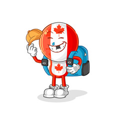 canada flag head goes to school vector. cartoon character