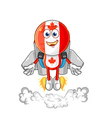 canada flag head with jetpack mascot. cartoon vector