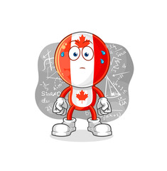 canada flag head thinking hard vector. cartoon character