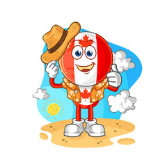 canada flag head go on vacation. cartoon mascot vector