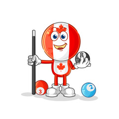 canada flag head plays billiard character. cartoon mascot vector