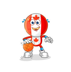 canada flag head dribble basketball character. cartoon mascot vector
