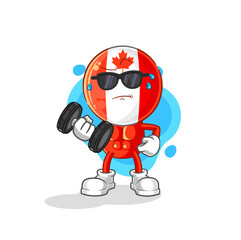 canada flag head lifting dumbbell vector. cartoon character