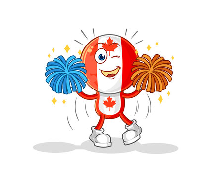 canada flag head cheerleader cartoon. cartoon mascot vector