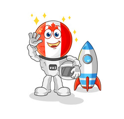 canada flag head astronaut waving character. cartoon mascot vector
