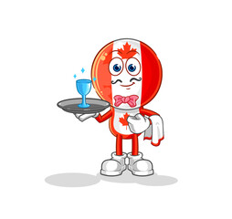 canada flag head waiter cartoon. cartoon mascot vector