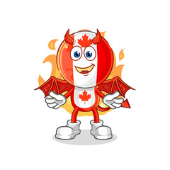 canada flag head demon with wings character. cartoon mascot vector