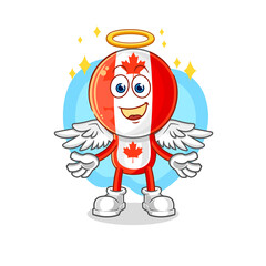 canada flag head angel with wings vector. cartoon character
