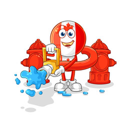 canada flag head firefighter vector. cartoon character