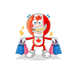 canada flag head shoping mascot. cartoon vector