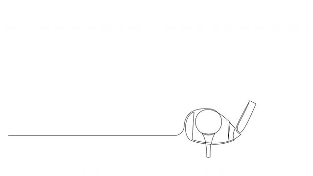 Self drawing animation of continuous line golf club and ball.
