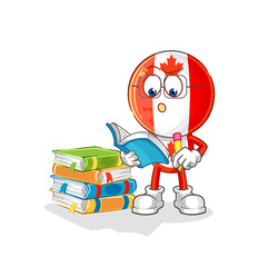 canada flag head studying mascot. cartoon vector