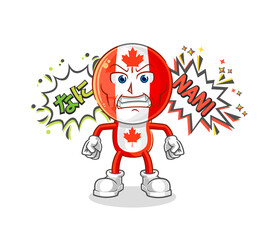 canada flag head anime angry vector. cartoon character