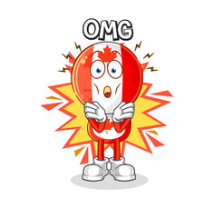 canada flag head Oh my God vector. cartoon character