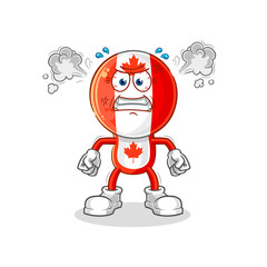 canada flag head very angry mascot. cartoon vector